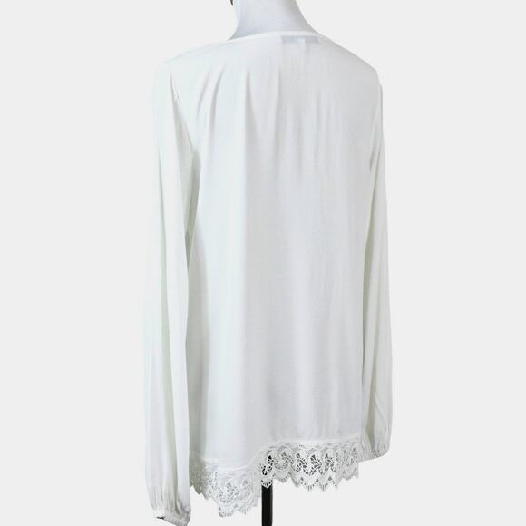 Lovers + Friends Size M Lovers Day Blouse Hi Low Oversize Ivory White - Picture 5 of 12